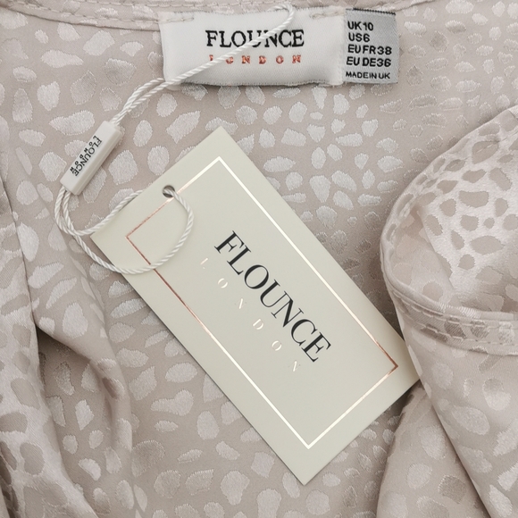 Flounce London sleeveless satin midi dress with twist and drape in metallic - Picture 6 of 6